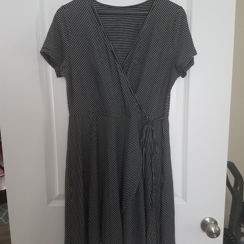 Shein pinstripe wrap dress